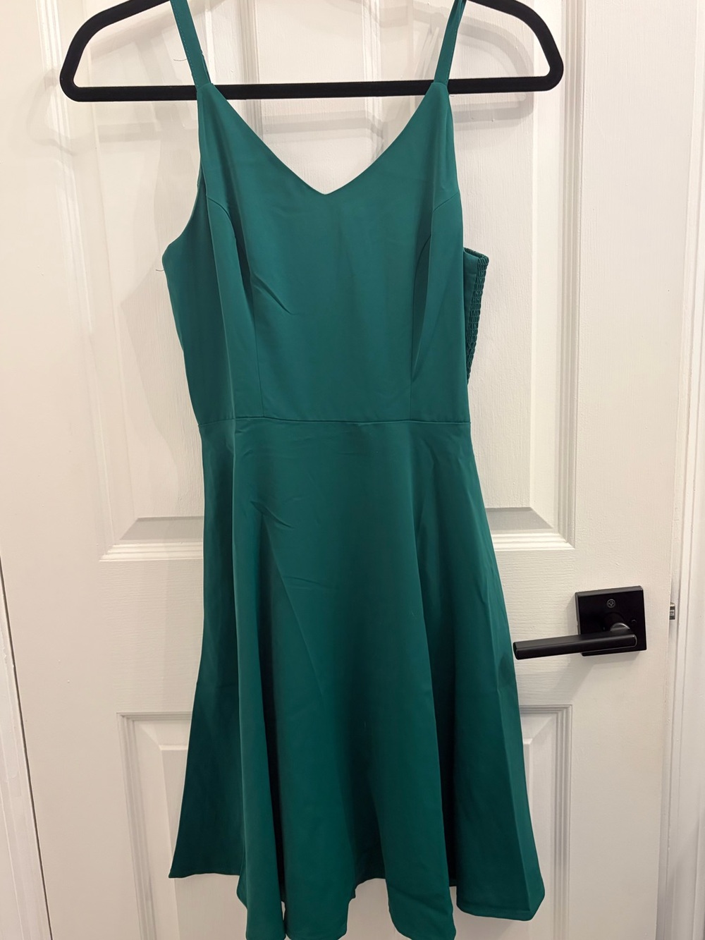 Green Spaghetti-Strap A-Line Dress